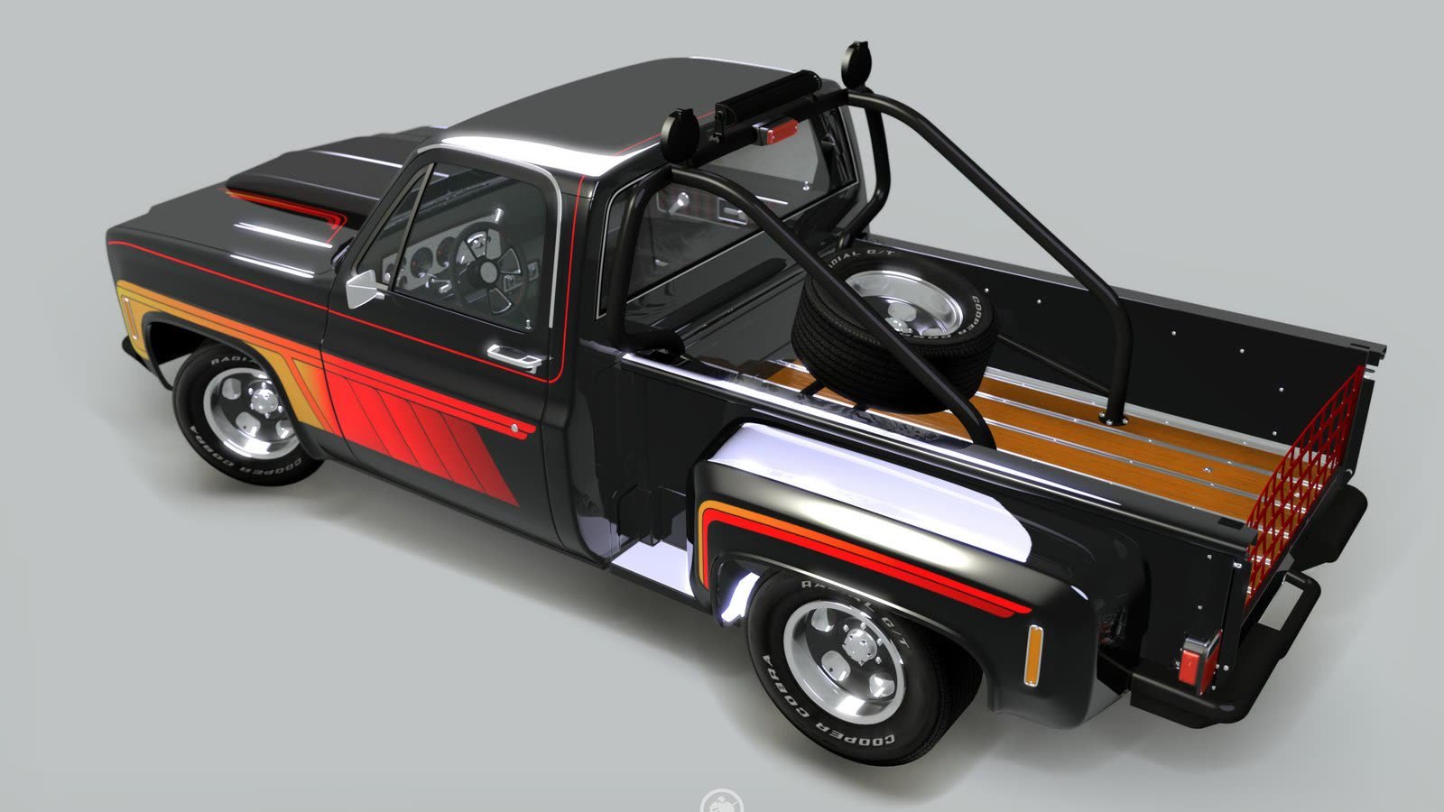 Chevrolet C10 1974 Customizada: pickup clássica com estilo offroad — imagem 2 do projeto 3D