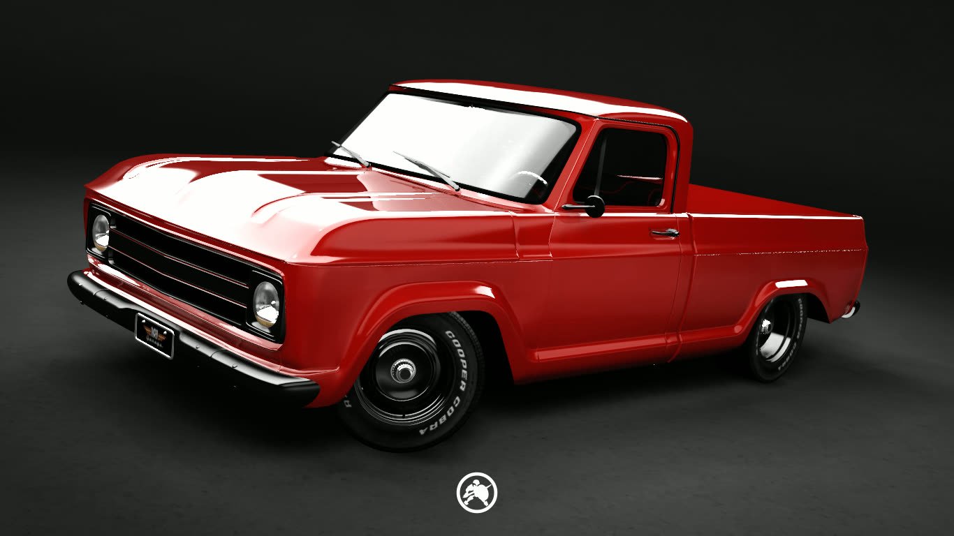 Chevrolet C10 1974 Red — imagem 3 do projeto 3D