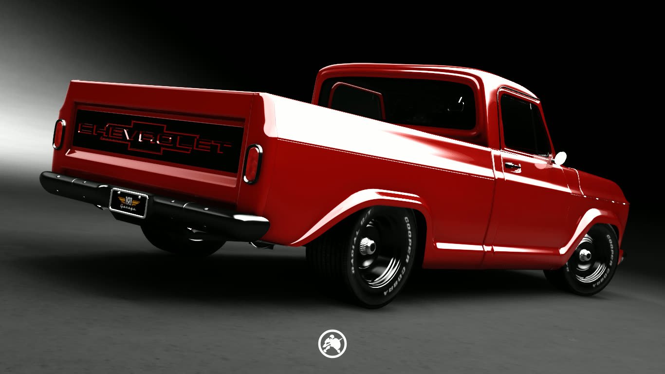 Chevrolet C10 1974 Red — imagem 4 do projeto 3D